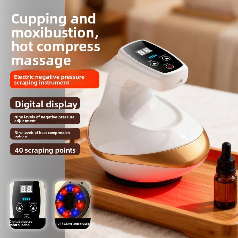 Electric Cupping & Gua Sha Massage Device | Red Light Heat Therapy Body Massager with 6-Level Suction & EMS