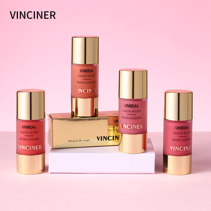 أحمر خدود سائل VINCINER Unreal | صبغة خدود قابلة للبناء تدوم طويلاً بـ 7 درجات | تورّد طبيعي، إشراقة ندية وتركيبة قابلة للمزج | أحمر خدود سائل لجميع ألوان البشرة