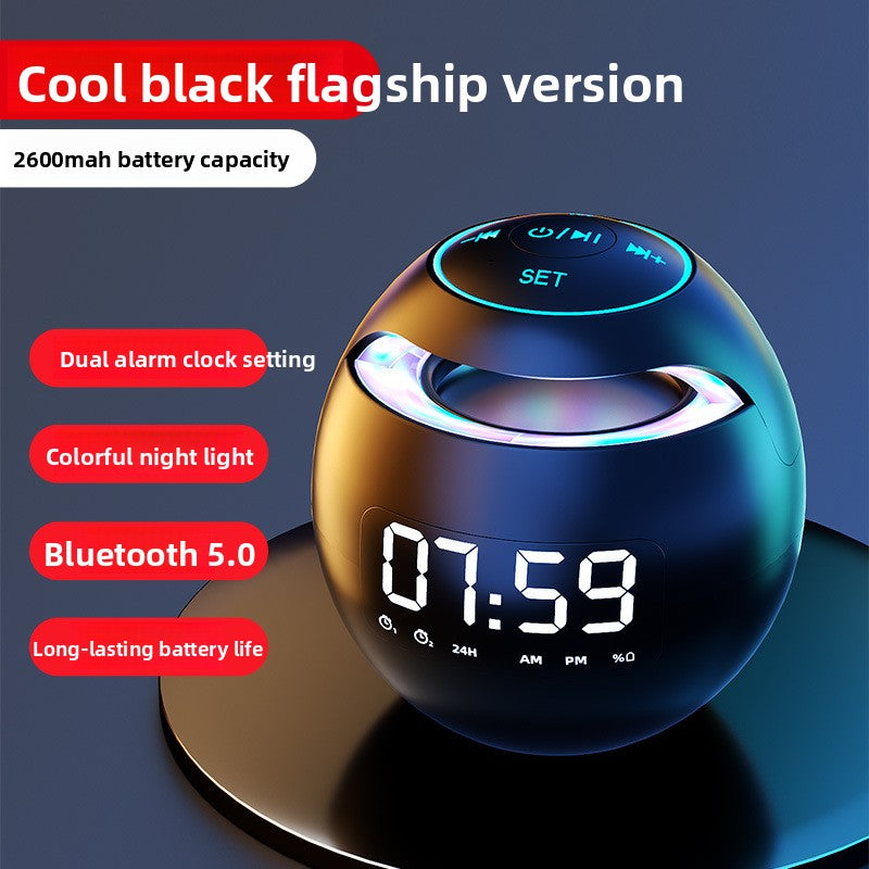 Digital Alarm Clock Spherical LED Display Dual Alarm 24H AM PM Mode Snooze Function Modern Ball Shape Desk Clock for Bedroom Home Office Bedside Table