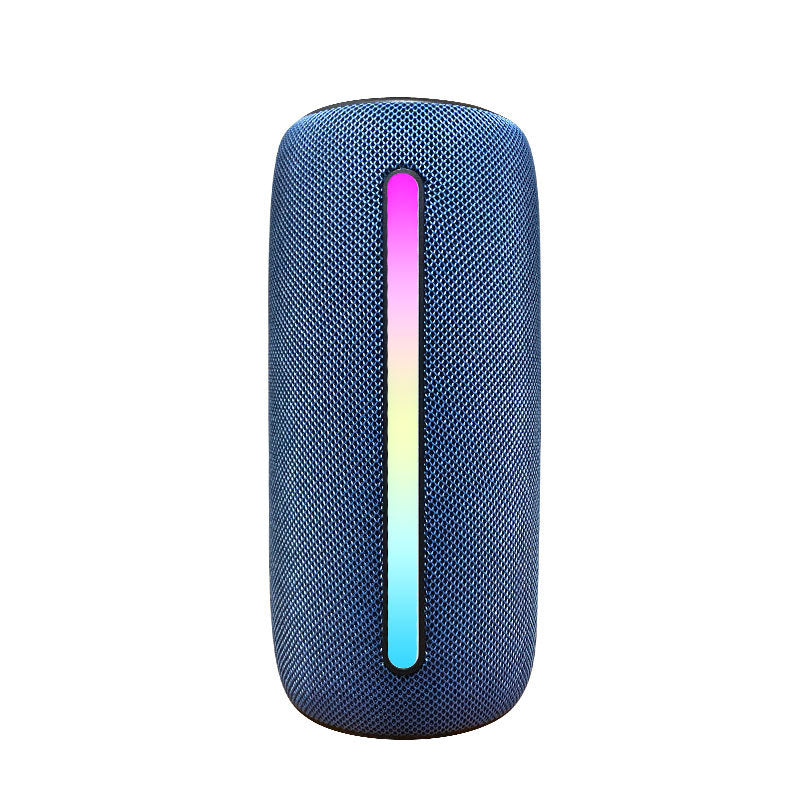 Blue RGB LED Portable Bluetooth Speaker | Fabric Wireless Speaker Deep Bass | Colorful Light Show Indoor Outdoor Party Speaker
