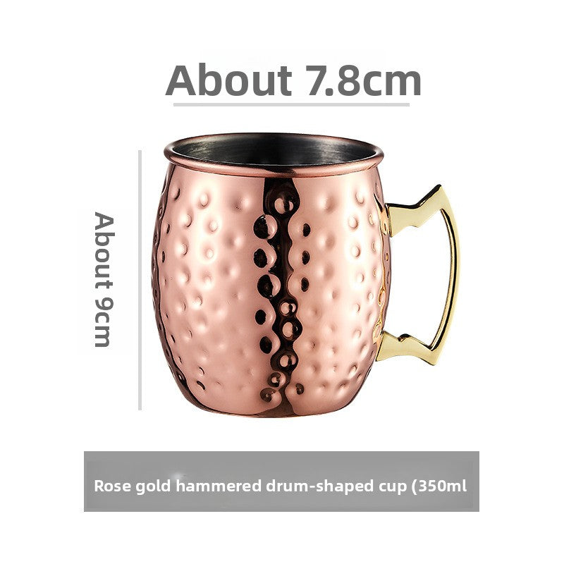 Hammered Moscow Mule Mug | Copper Rose Gold & Black Stainless Steel Cocktail Cup | Premium Bar Drinkware for Home & Party