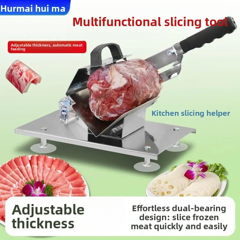 Manual Frozen Meat Slicer Stainless Steel Adjustable Thickness Lamb Beef Mutton Cutting Machine Home Kitchen Food Slicer