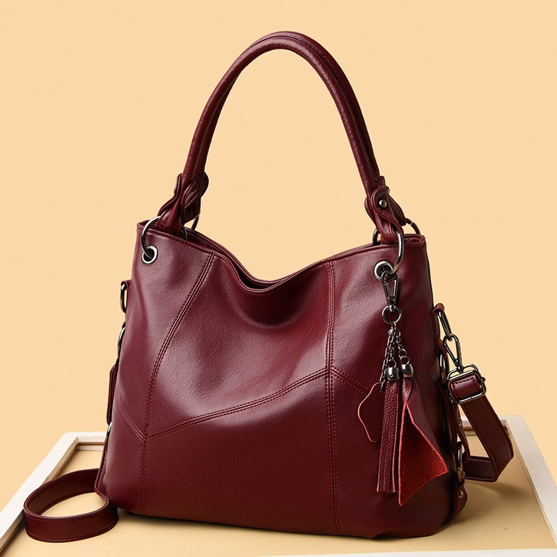 Navy Blue Leather Hobo Bag with Tassel | Convertible Shoulder Crossbody Bag