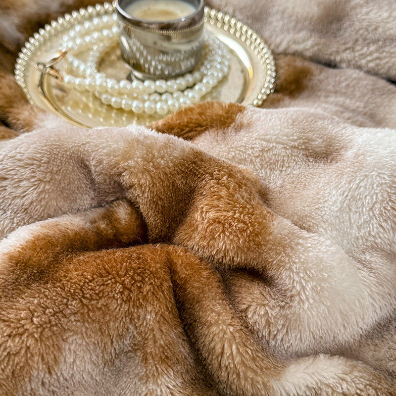 Coperta in pile soffice a righe crema | Plaid in peluche ultra morbido per letto e divano | Calda coperta invernale