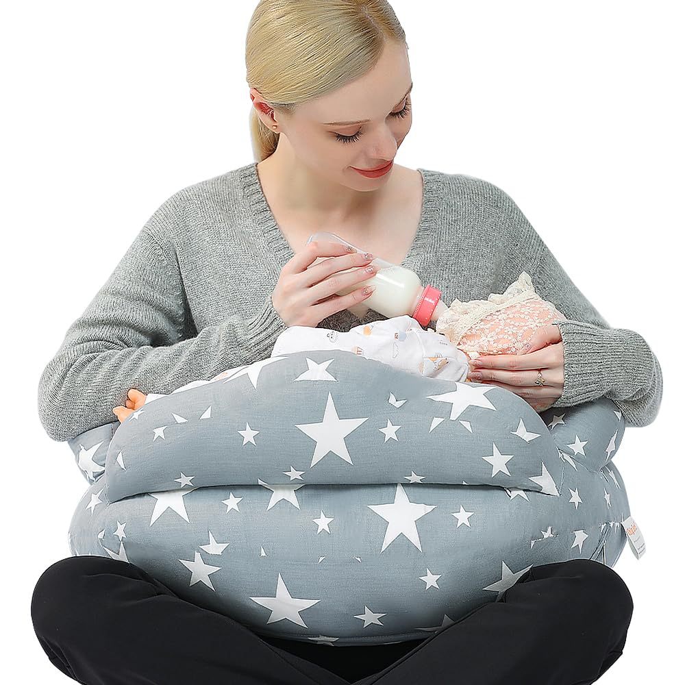 Nursing Breastfeeding Pillow | Botanical Print Baby Feeding Support Cushion | Newborn Infant Arm & Lap Pillow | Postnatal Breastfeeding & Bottle Feeding