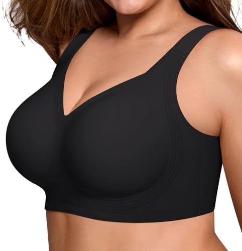 Full Coverage Wireless Bra Women | Seamless Molded Cup Wide Strap Comfort Bra | No Wire T-Shirt Bra Nude
