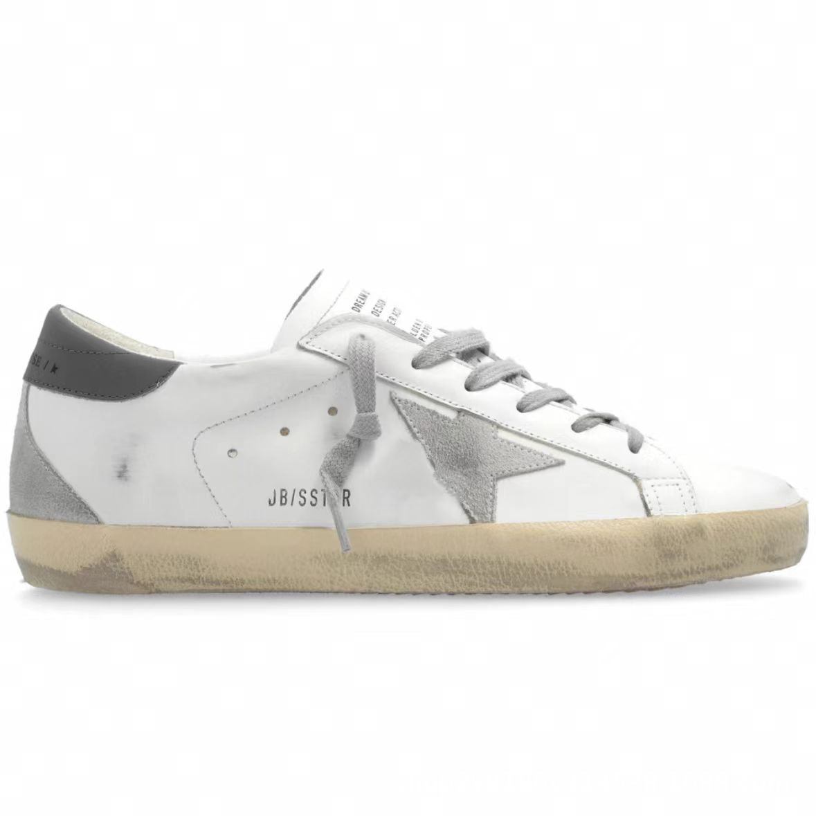 Women's White Distressed Star Patch Low Top Sneakers ? Vintage Worn Look Leather Style Lace-Up Shoes