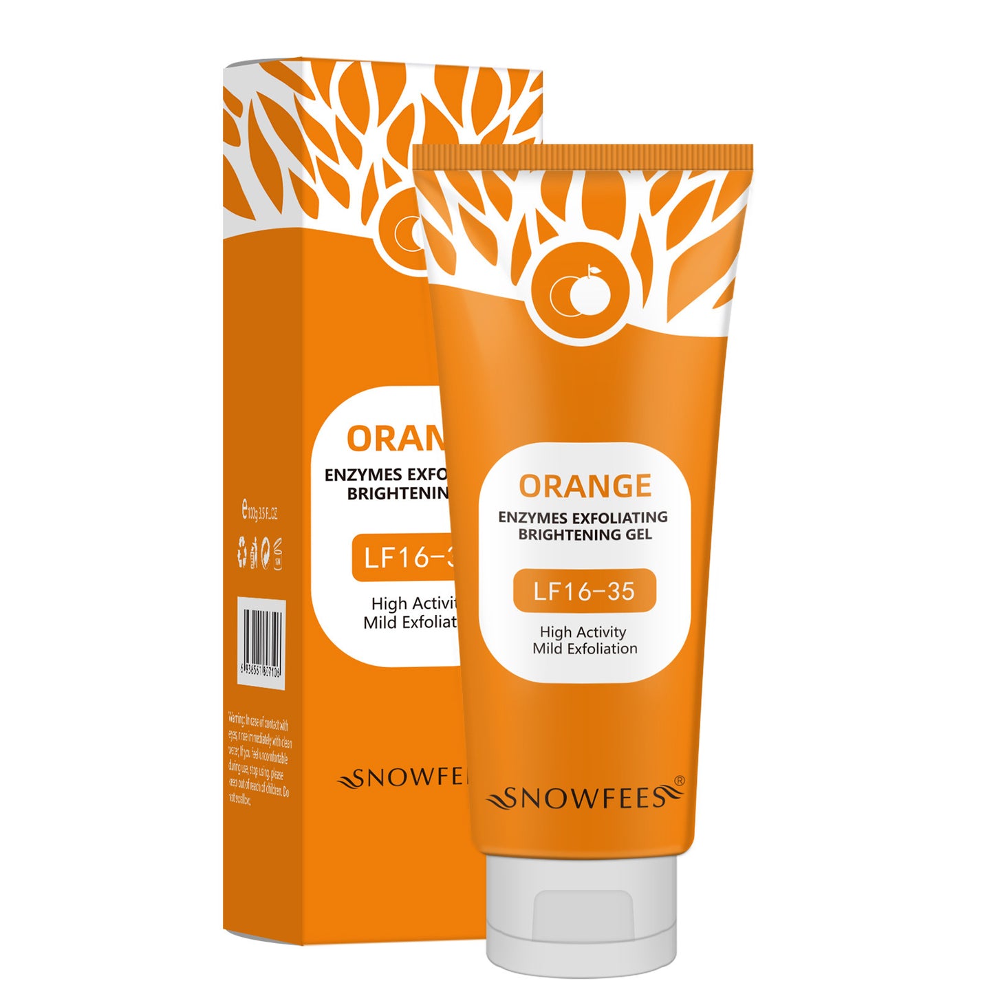 Snowfees Orange Enzyme Exfoliating Brightening Gel | Mild High-Activity Face Scrub Gel - Deep Pore Cleansing & Skin Brightening Treatment