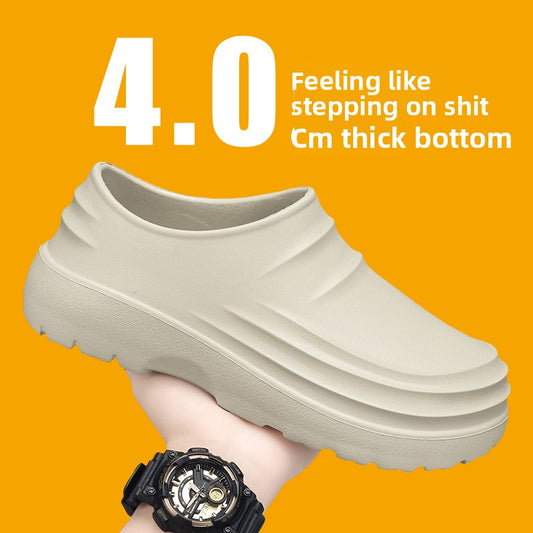 Schwarze EVA-Plateau-Clogs | Wasserdichte Slipper mit Profilsohle für Damen und Herren 