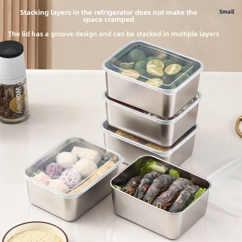 6 PCS Stainless Steel Food Storage Containers with Clear Lids | Airtight Meal Prep Boxes | Fridge Freezer Safe | Kitchen Organizer