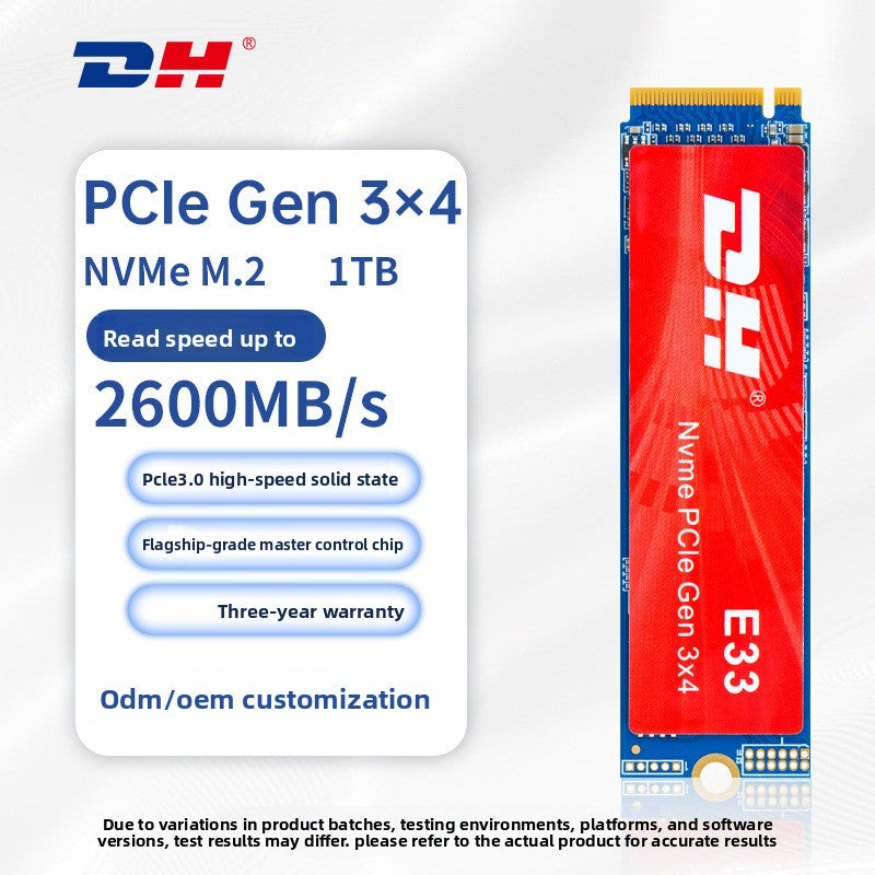 DH E33 128GB NVMe M.2 SSD | PCIe Gen 3x4 2075MB/s Internal Solid State Drive | Flagship Chip 3-Year Warranty Laptop PC Upgrade