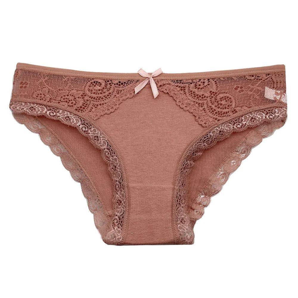 5 PCS Cotton Lace Bow Briefs for Women Soft Low Rise Hipster Panties Set Multicolor Everyday Underwear