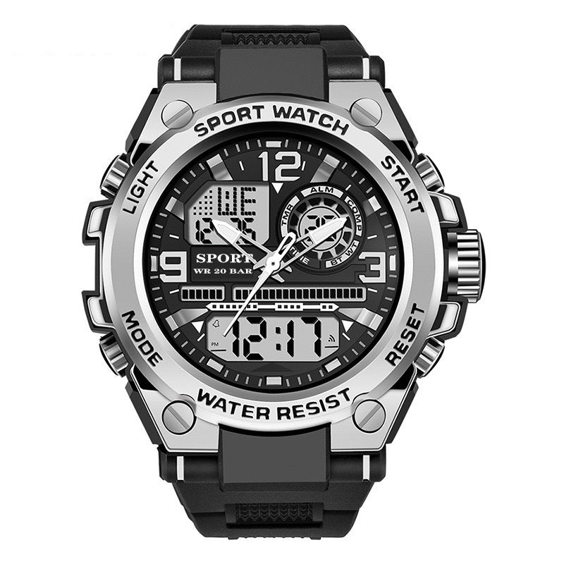 Men's Tactical Sport Watch | Dual Display Digital Analog Military Watch with Alarm, Timer, Compass & 20 BAR Water Resistance
