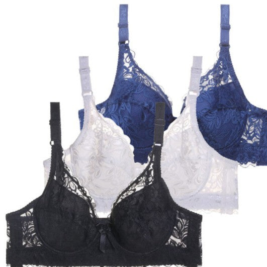 White Full Coverage Floral Lace Underwire Bra | Push Up Support Bra | Women's Everyday Bridal Lingerie Bra