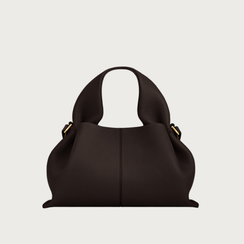 Polene Numero Un Bag in Black Pebbled Leather - Iconic French Handbag | Luxury Shoulder Bag with Top Handle