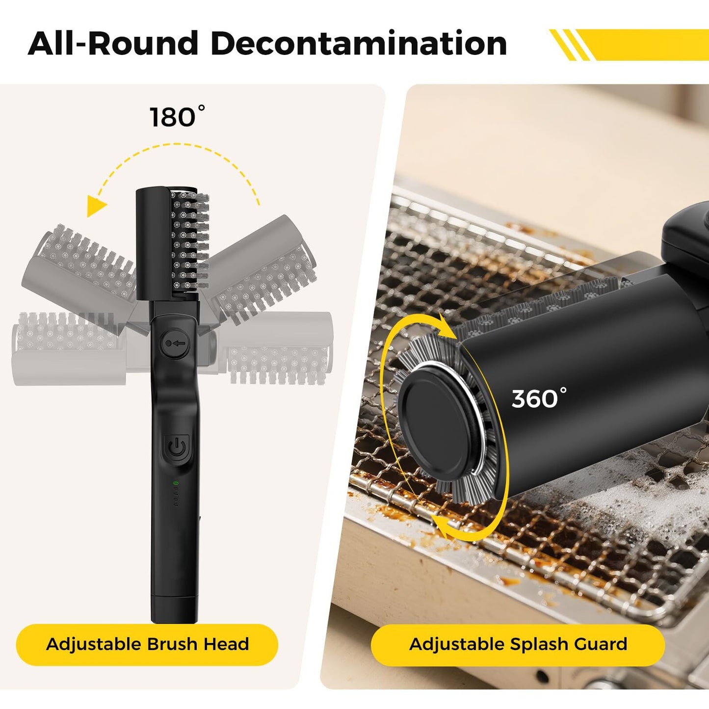 Electric BBQ Grill Brush Cleaner | Rechargeable Rotating Grill Cleaning Brush with Replacement Head, Sponge & Gloves