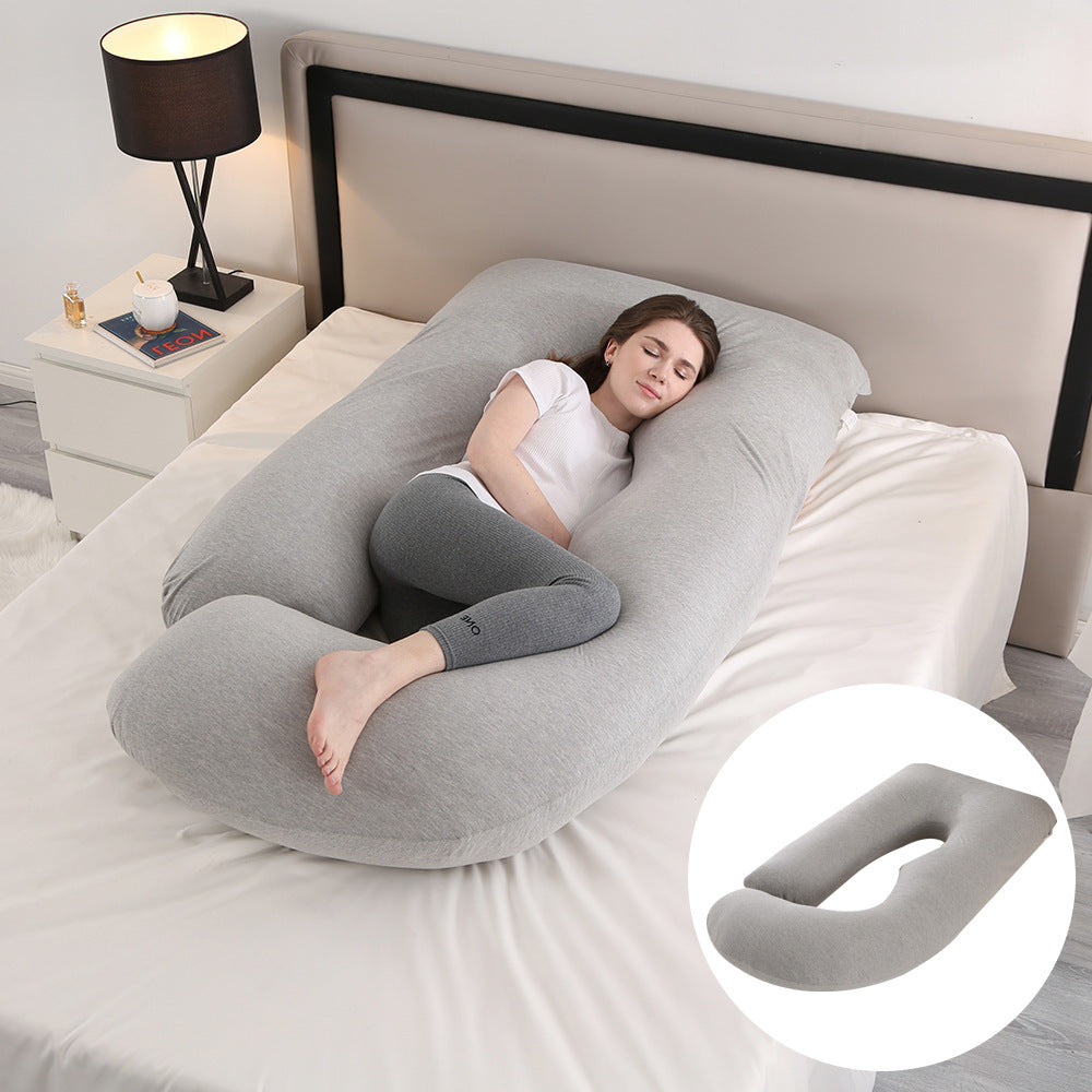 U-Shape Full Body Pregnancy Pillow | Velvet Maternity Body Pillow for Belly Back Hip & Knee Support | Side Sleeper Total Support Cushion | Grey