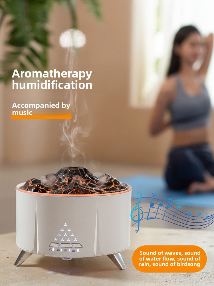 Volcanic Flame Aroma Diffuser with Remote Control | 3D Fire Effect Essential Oil Humidifier & LED Night Light