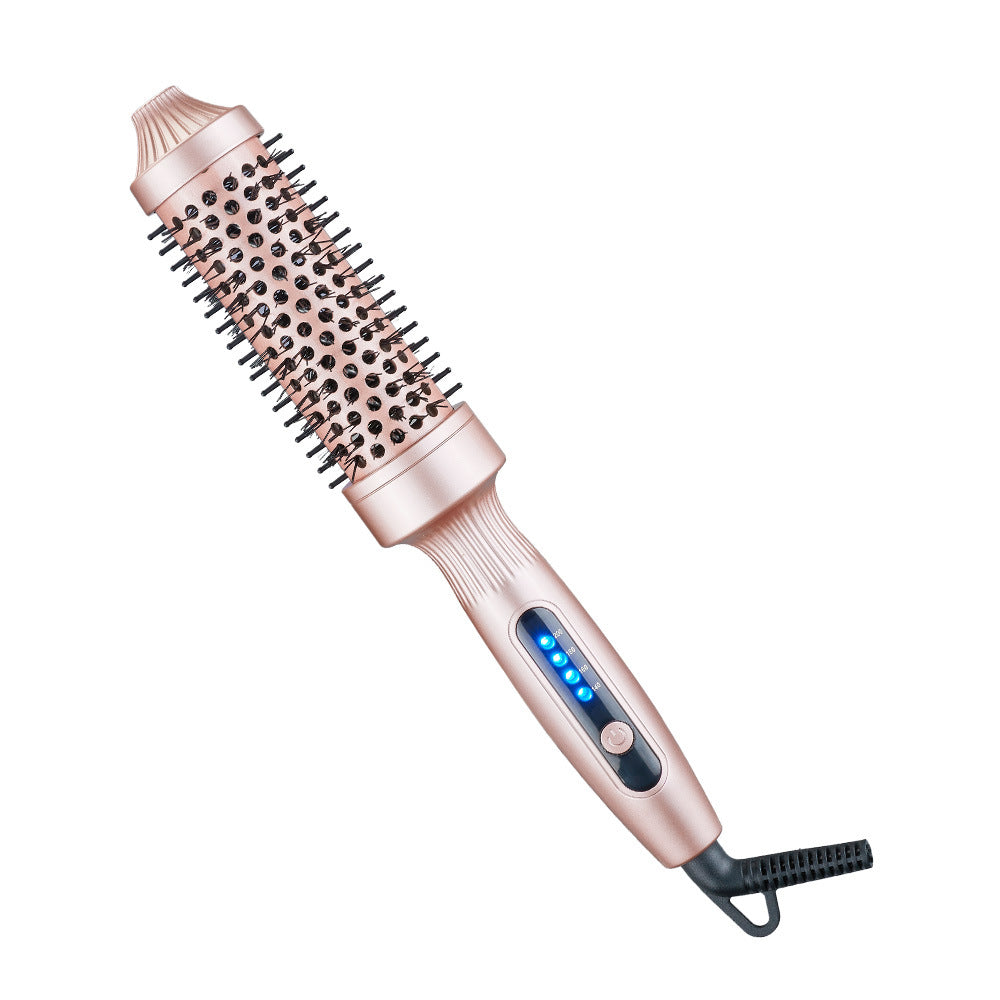 Pink Round Brush Hot Air Styler | LED Display Multi-Level Temp Electric Volumizing Curl Brush | Corded Ionic Blowout Brush for Curling Volumizing & Styling Women's Hair