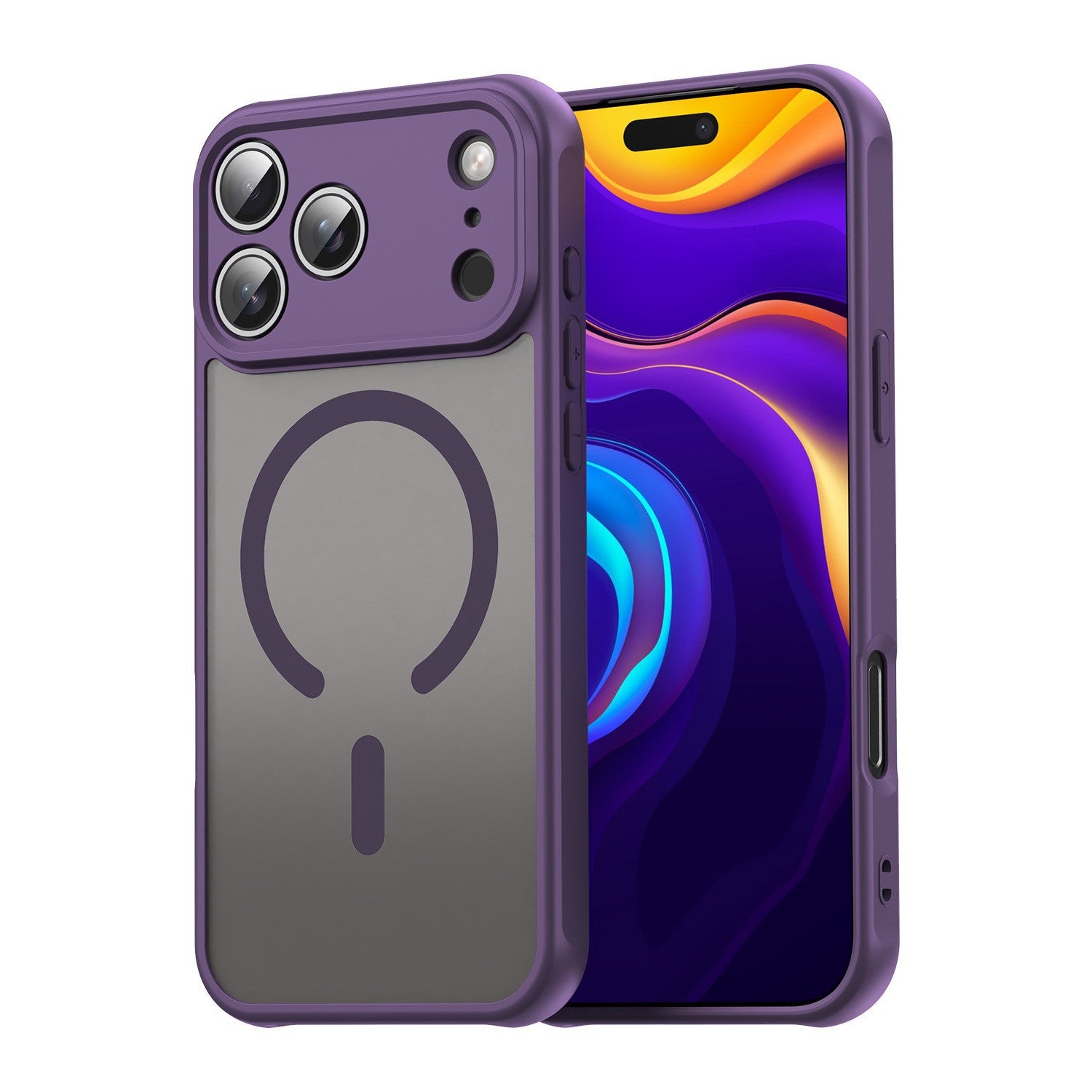 جراب MagSafe لهاتف iPhone | ظهر غير لامع، واقي عدسة الكاميرا، حماية رفيعة من السقوط - أسود 