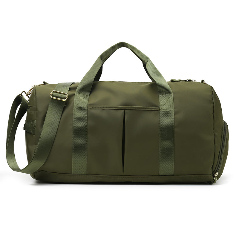 Beige Canvas Gym Duffel Bag - Sports Travel Bag with Shoe Compartment | Yoga Workout Weekender Tote for Women