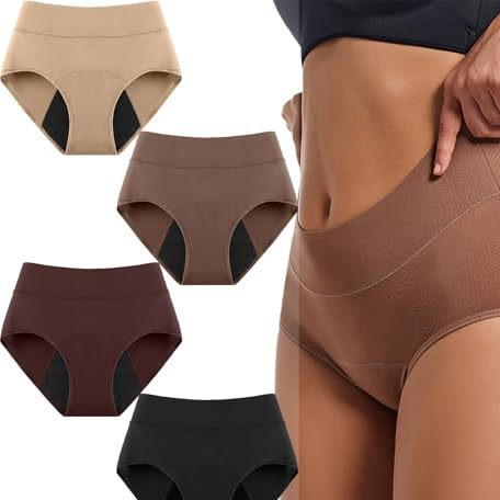 Women's Leak-Proof High Waist Briefs | 4-Layer Absorbent Period Panties | 5 Neutral Colors