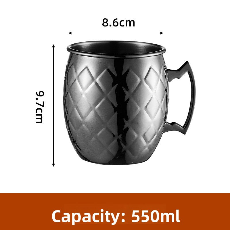 Hammered Moscow Mule Mug | Copper Rose Gold & Black Stainless Steel Cocktail Cup | Premium Bar Drinkware for Home & Party