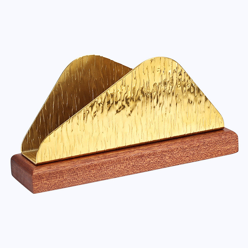 Gold & Walnut Wood Desk Organizer Set | Business Card Holder & Pen Cup | Luxury Office Accessories | Modern Minimalist Desktop Organizer
