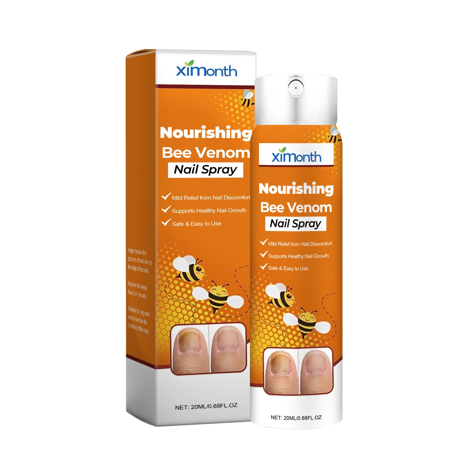 Ximonth Nourishing Bee Venom Nail Spray 20ml | Nail Discomfort Relief & Healthy Nail Growth Support | Safe Easy-Use Nail Care Treatment