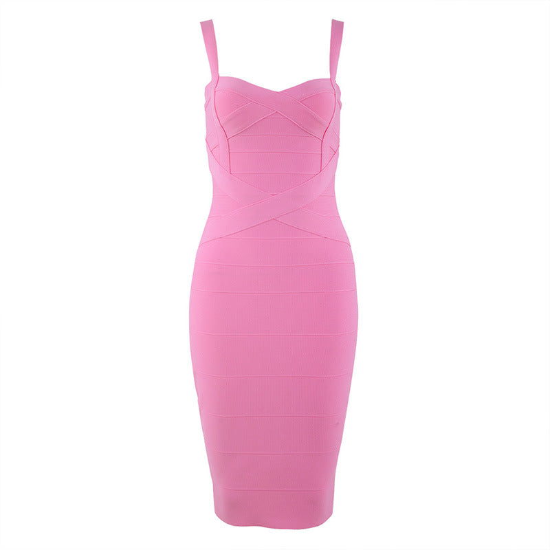 Women's Green Bandage Bodycon Midi Dress | Sweetheart Neck Strappy Sleeveless Club Party Dress | Figure Hugging Evening Wear