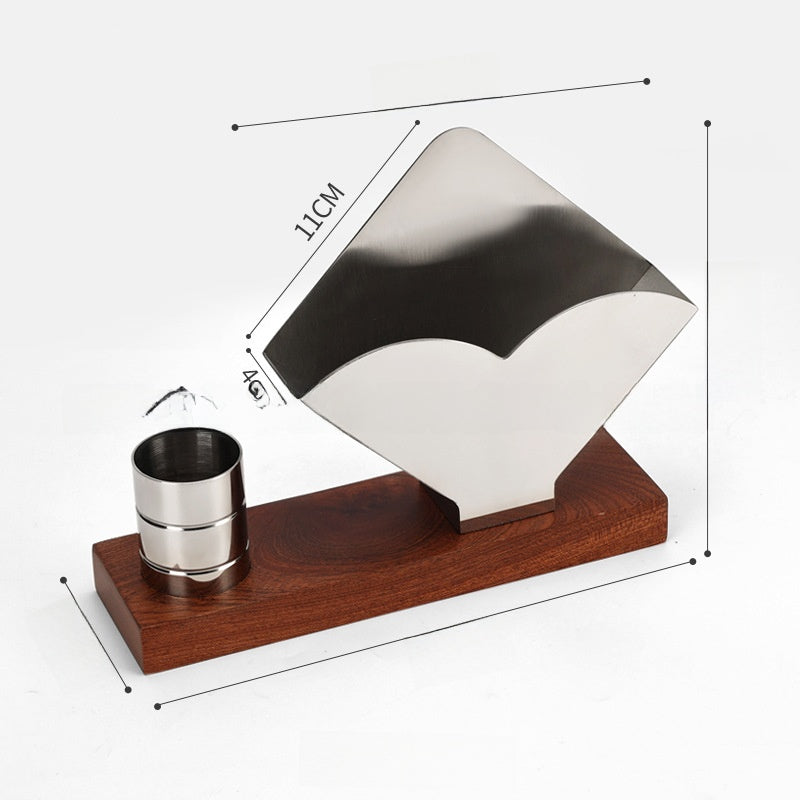 Gold & Walnut Wood Desk Organizer Set | Business Card Holder & Pen Cup | Luxury Office Accessories | Modern Minimalist Desktop Organizer