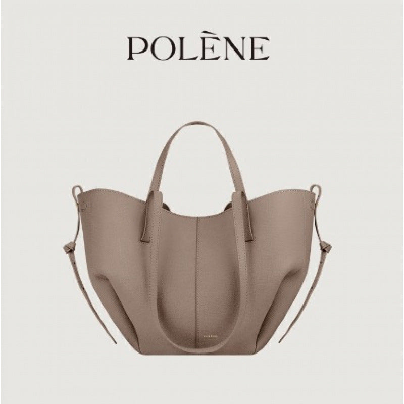 Polene Numero Un Maxi Bag in Marrone Cammello - Autentica Borsa Tote Francese in Pelle | Borsa a Spalla Curva Firmata con Lacci Regolabili