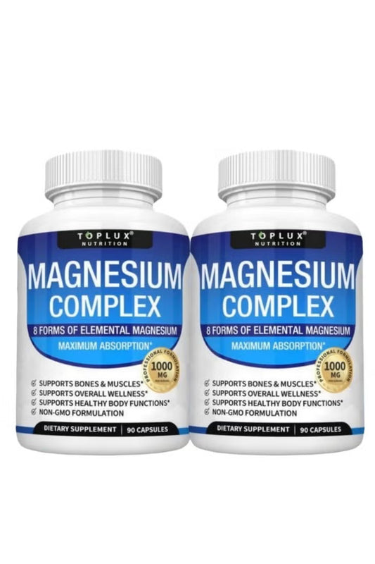 Toplux Nutrition Magnesium Complex 1000mg Set of 2 | 90 Capsules | 8 Forms of Elemental Magnesium Maximum Absorption Non-GMO Supplement