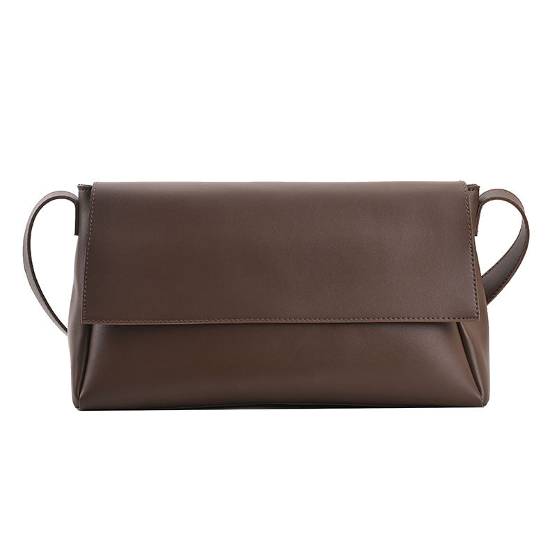 Women's Minimalist Black Leather Crossbody Bag | Sleek Flap Shoulder Bag | Everyday Clutch Purse for Work, Travel & Occasions