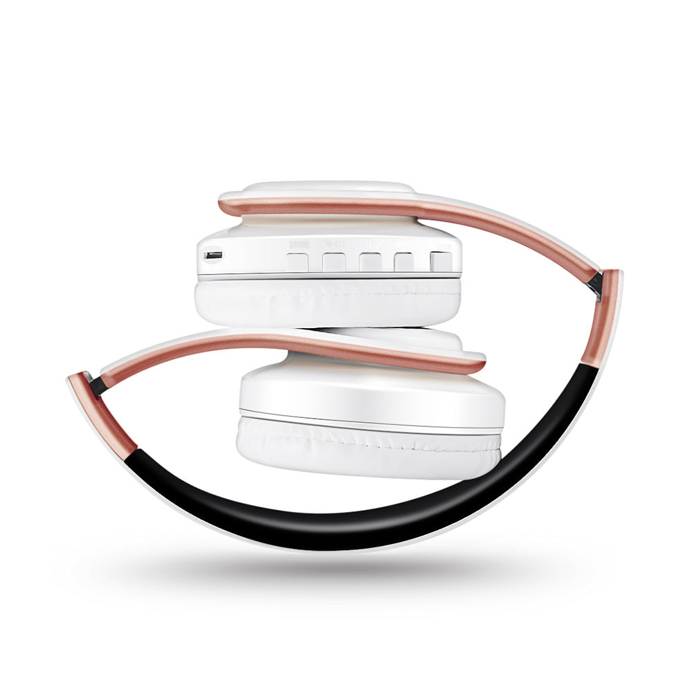 Foldable Bluetooth Wireless Headphones Black Rose Gold Over Ear HiFi Stereo Sound Deep Bass Cushioned Ear Cups Adjustable Headband Volume Control Mic for Music Gaming Travel iPhone Android