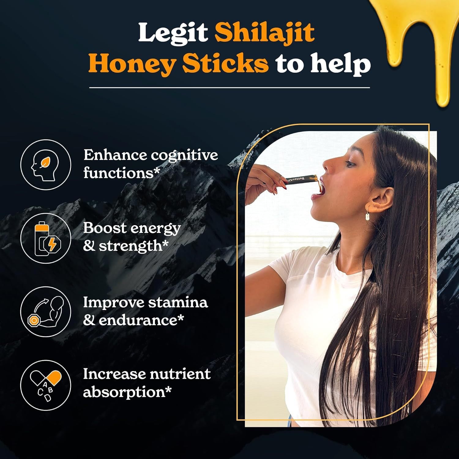 Himalayan Shilajit Honey Sticks | Fulvic Acid + Organic Honey | On-The-Go Energy Supplement ? 30 Sticks