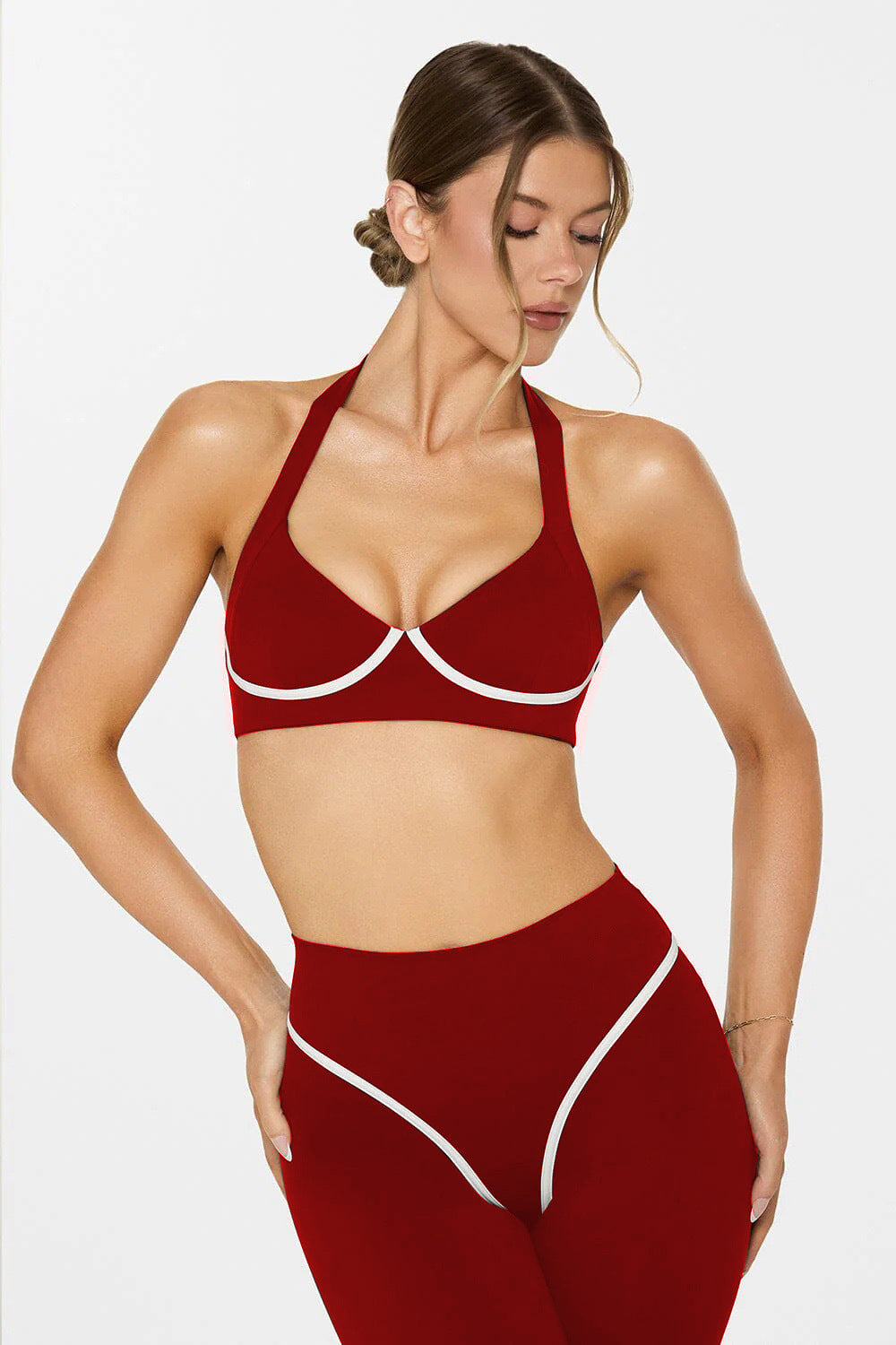 Giacca sportiva da donna nera aderente con cerniera ? Giacca da atletica con bordo bianco a contrasto e fori per i pollici | Palestra, Yoga e Corsa