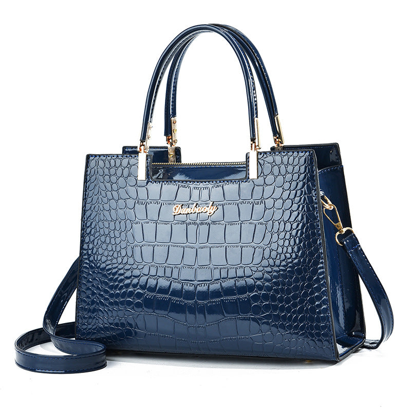 Gold Croc Embossed Luxury Tote Handbag | Women's Metallic Crocodile Pattern Satchel with Crossbody Strap | Glamour Top Handle Purse