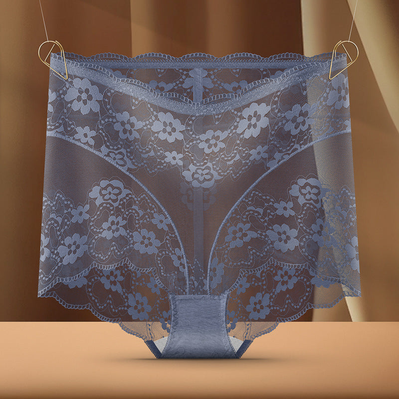 Black High Waist Floral Lace Panties for Women | Sheer Mesh Underwear | Sexy High Rise Briefs