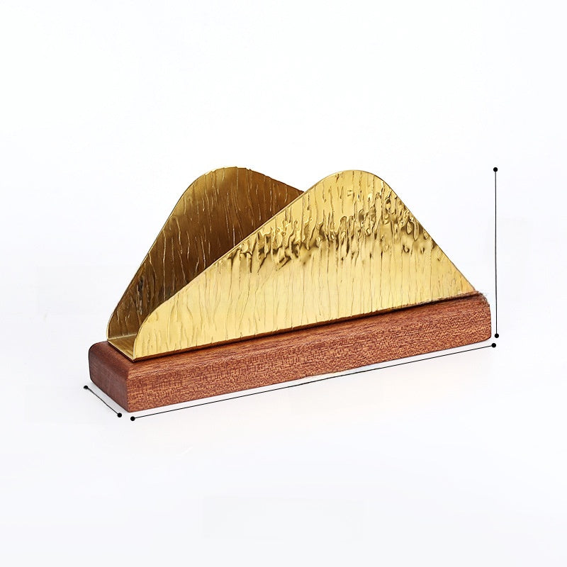 Gold & Walnut Wood Desk Organizer Set | Business Card Holder & Pen Cup | Luxury Office Accessories | Modern Minimalist Desktop Organizer