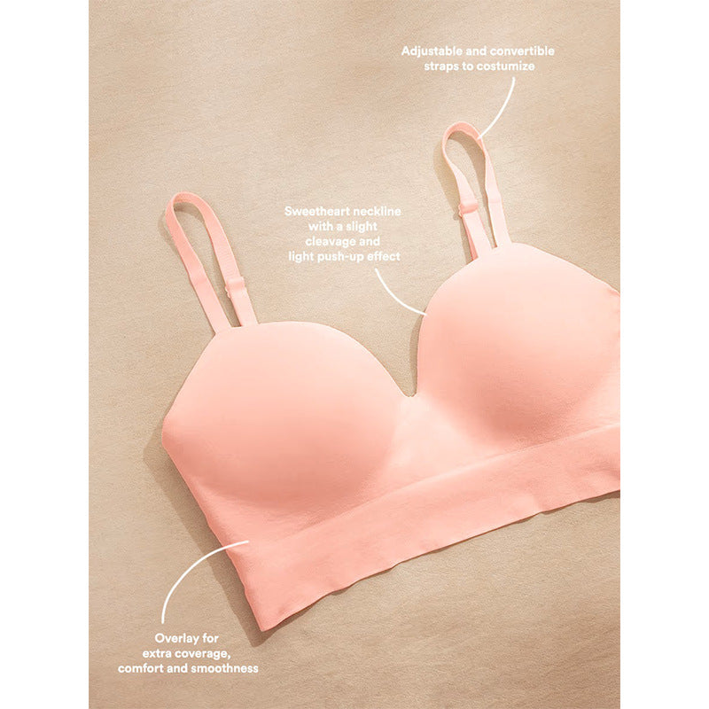 Seamless Wireless Push Up Bra | Women's Smooth V-Shape Comfort Bralette with Adjustable Straps