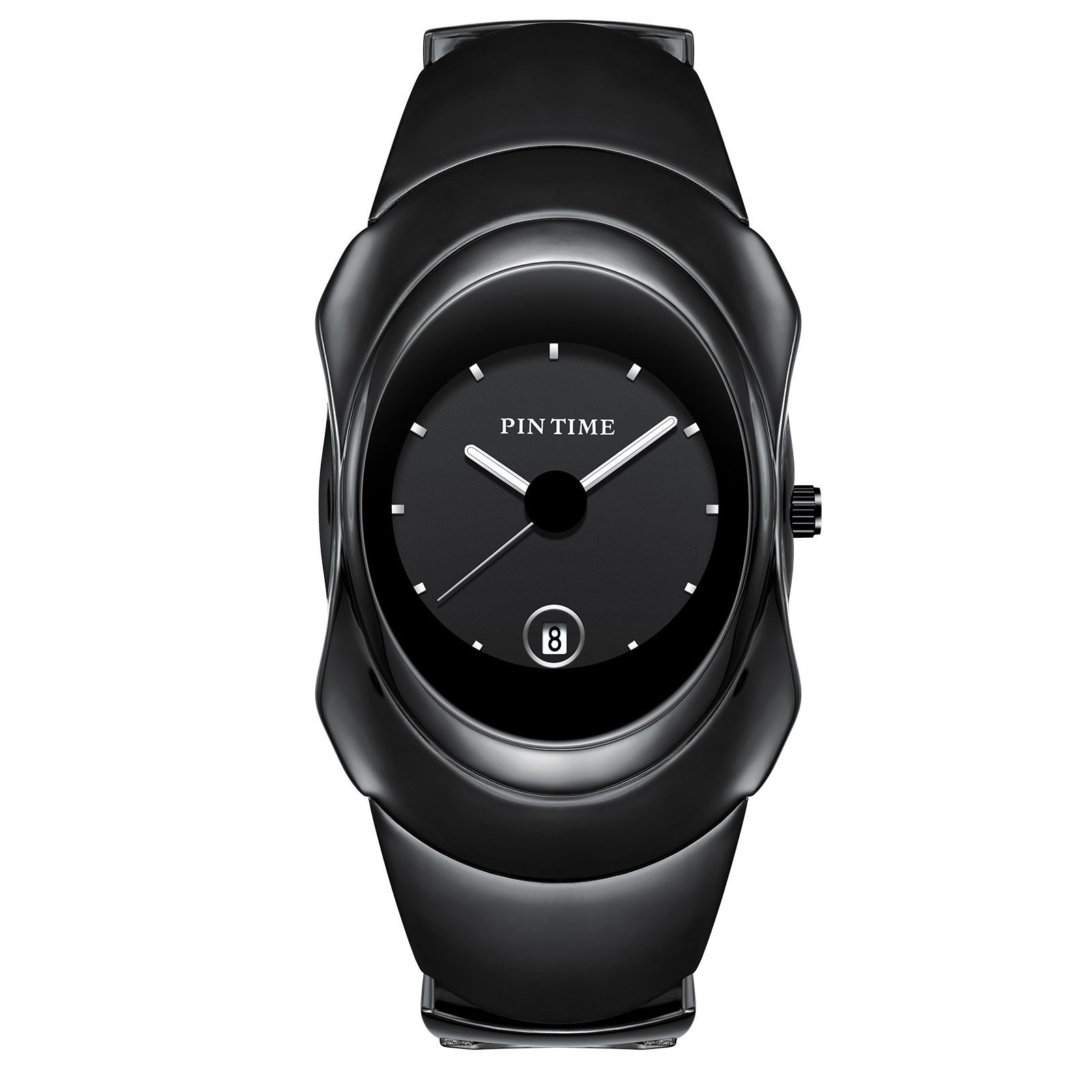 Black Bangle Watch for Women | Elegant All-Black Bracelet Watch with Date Display