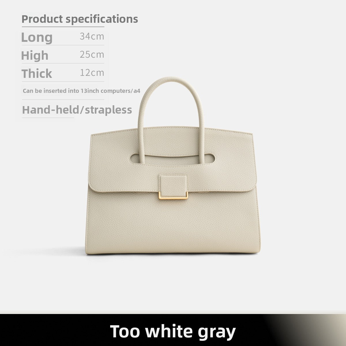 Cream Structured Top Handle Bag | Classic Leather Handbag