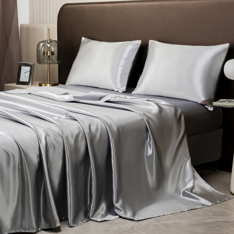 Black Satin Bed Sheet Set | Luxury Silky Smooth Bedding Set with Pillowcases