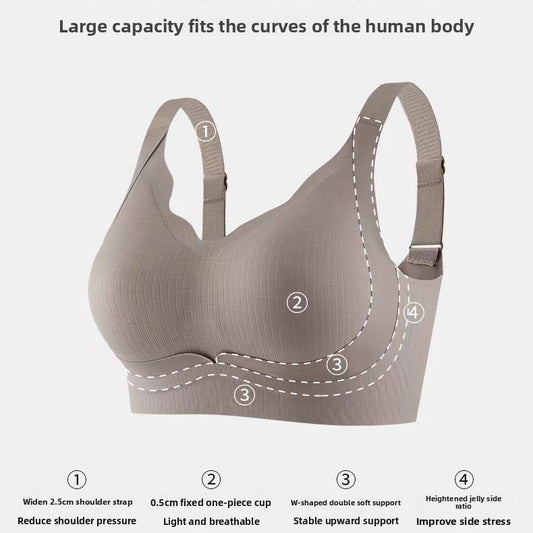 Damen Bralette mit Muschelsaum V-Ausschnitt | Nahtloser, gerippter Komfort-BH mit breiten Trägern | Bügelloser Alltags-BH