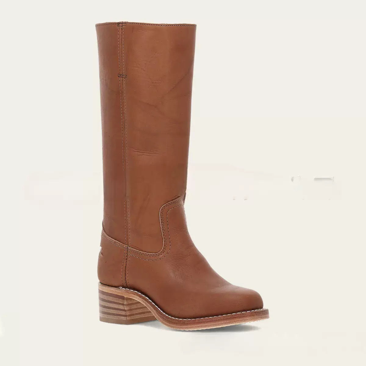 Women's Black Leather Knee High Riding Boots - Tall Pull On Western Boot with Block Heel & Square Toe - Classic Equestrian Style Boots for Fall Winter - Premium Smooth Leather