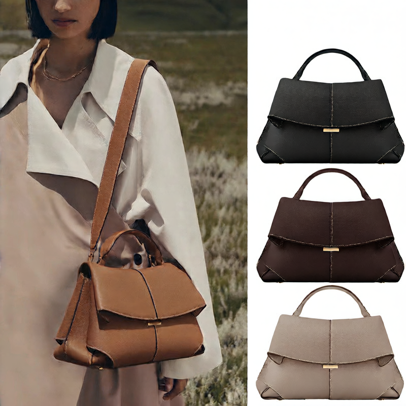 Pol�ne Num�ro Dix Bag - Original French Leather Handbag | Structured Top Handle Bag with Flap Closure | Multiple Colors Available