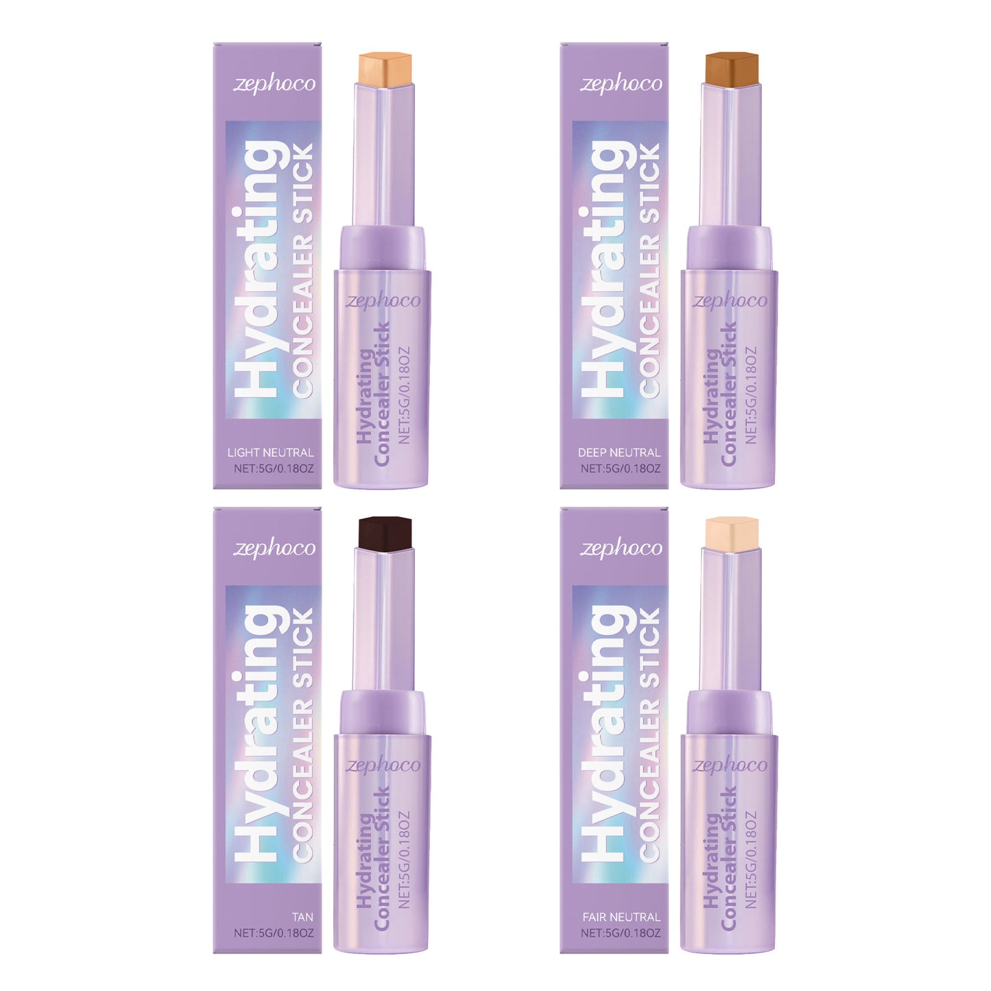 Zephoco Hydrating Concealer Stick 5g | Hell-neutral | Feuchtigkeitsspendender Concealer mit hoher Deckkraft | Glättet die Haut und hellt die Augenpartie auf 