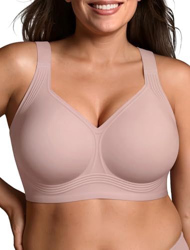 Full Coverage Wireless Bra Women | Seamless Molded Cup Wide Strap Comfort Bra | No Wire T-Shirt Bra Nude