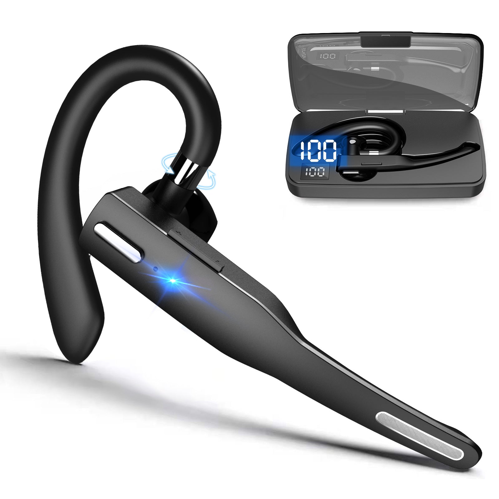 TWS Ear Hook Wireless Earbuds with LED Digital Display Charging Case ? Bluetooth 5.3 Sport Earphones, Deep Bass, IPX5 Waterproof, 48H Battery, Hands-Free Mic